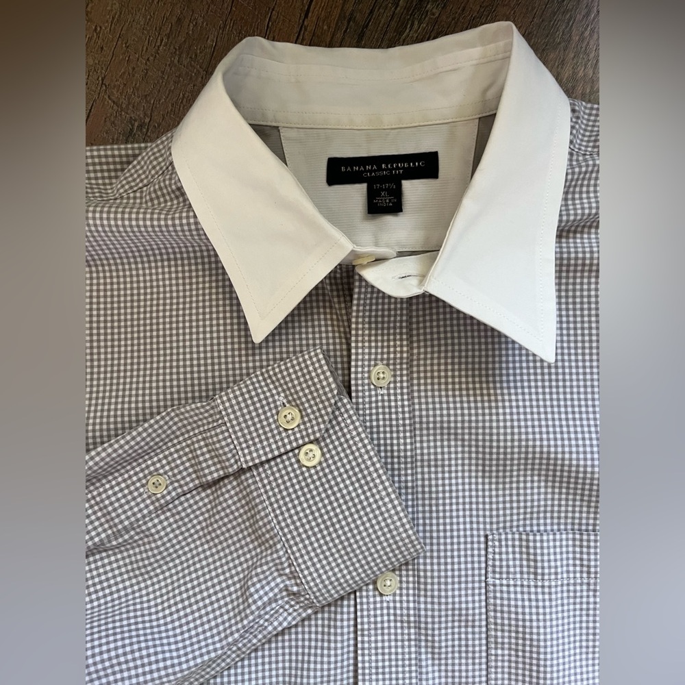 Banana Republic classic fit gingham button down dress shirt men’s size XL